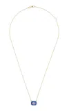 Minty 18k Yellow Gold L'heure Bleue Ceramic Medium Diamond East West Pendant In Blue