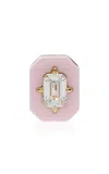 Minty 18k Yellow Gold Rosa Latte Ceramic Diamond Medium Single Stud Earring In Pink