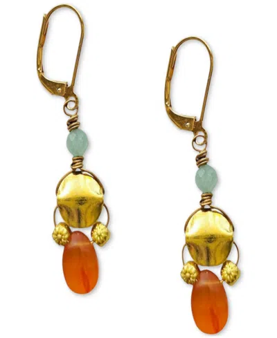 Minu Jewels Carnelian & Amazonite Drop Earrings In Multi