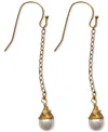 Minu Jewels Chain & Freshwater Pearl Linear Drop Earrings In Gold