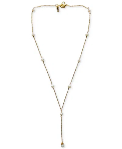 Minu Jewels Freshwater Pearl 18" Lariat Necklace In Gold