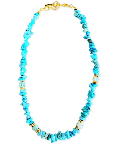 Minu Jewels Gold-tone Turquoise & Amazonite Collar Necklace, 16" + 2" Extender In Blue