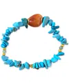 Minu Jewels Gold-tone Turquoise And Carnelian Stretch Bracelet In Blue
