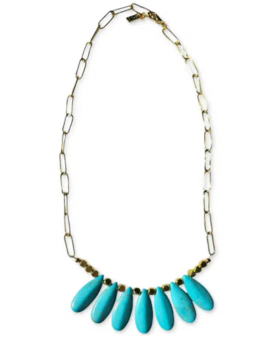 Minu Jewels Gold-tone Turquoise Statement Necklace, 16" + 1" Extender In Blue