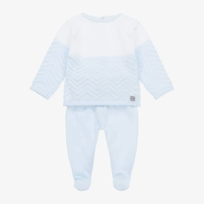 Minutus Blue Cotton Knit 2 Piece Babygrow