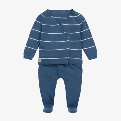 Minutus Blue Stripe Cotton Knit 2 Piece Babygrow