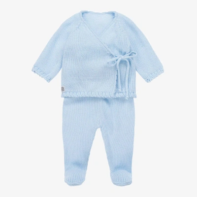 Minutus Boys Blue Knit 2 Piece Babygrow