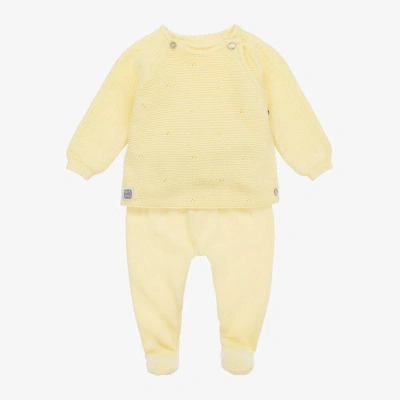 Minutus Pale Yellow Cotton Knit 2 Piece Babygrow