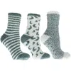 Minxny Aromasoles Essential Oil Infused Warm Cozy Slipper Socks, 3 Pack, Mint In Green