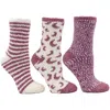 Minxny Aromasoles Essential Oil Infused Warm Cozy Slipper Socks, 3 Pack, Rose In Red