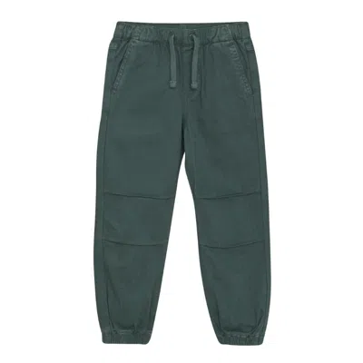 Minymo Kids' Boy's Twill Jogger Pants In Forest Green