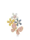Mio Harutaka Sapphire Flower Butterfly Single Right Earring In Orange