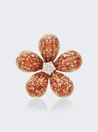 Mio Harutaka Orange Sapphire Flower Single Earring In 18k Rose Gold And White Gold