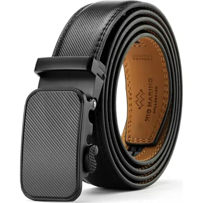 Mio Marino Classic Adjustable Ratchet Leather Dress Belt In Black