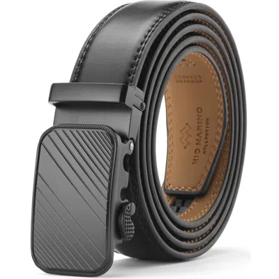Mio Marino Classic Adjustable Ratchet Leather Dress Belt In Black