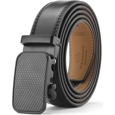 Mio Marino Classic Adjustable Ratchet Leather Dress Belt In Black