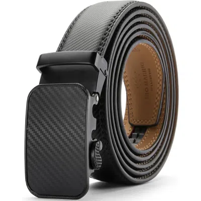 Mio Marino Classic Adjustable Ratchet Leather Dress Belt In Black