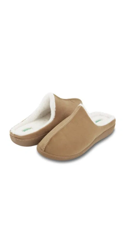 Mio Marino Cuddles Memory Foam Faux Suede House Slippers In Tan