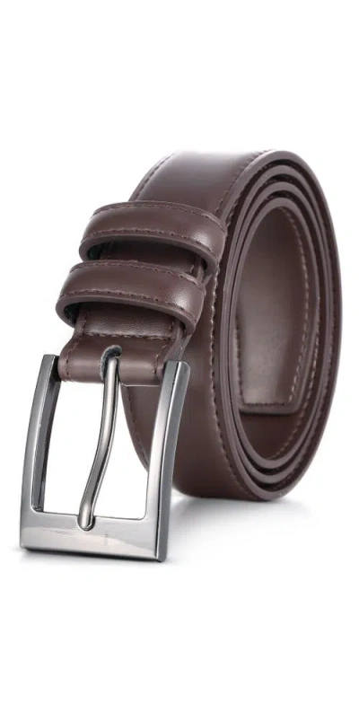 Mio Marino Dual Loop Leather Dress Belt In Brown