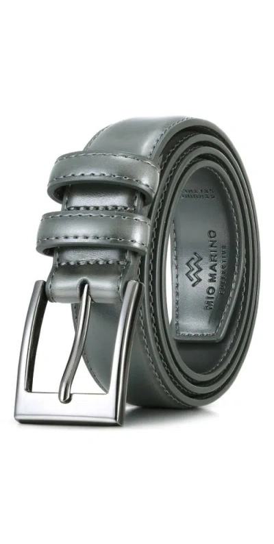 Mio Marino Dual Loop Leather Dress Belt In Green