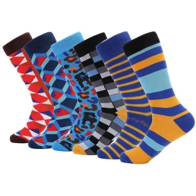 Mio Marino Fashion Patterned Cotton Blend Dress Socks 6-pack Gift Set In Multi