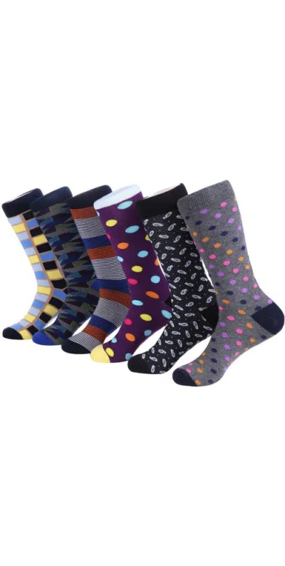 Mio Marino Fashion Patterned Cotton Blend Dress Socks 6-pack Gift Set In Multi