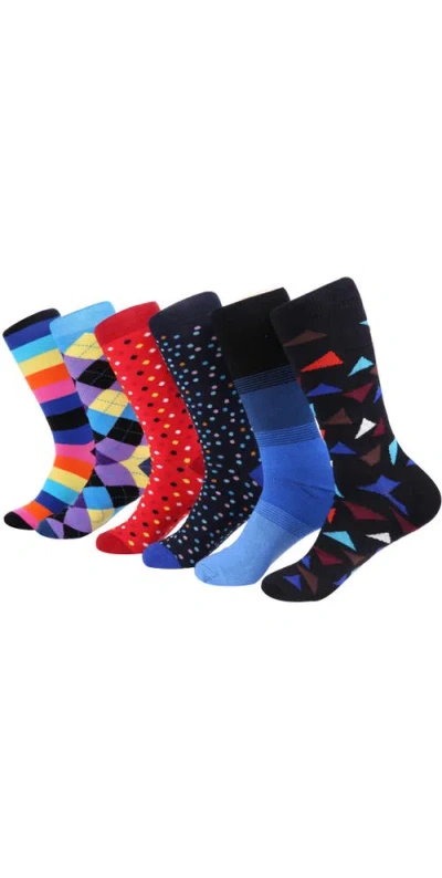 Mio Marino Fashion Patterned Cotton Blend Dress Socks 6-pack Gift Set In Multi