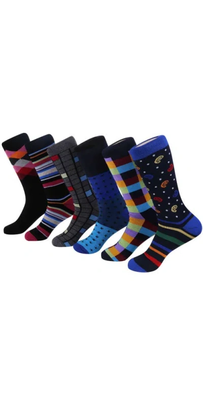 Mio Marino Fashion Patterned Cotton Blend Dress Socks 6-pack Gift Set In Multi