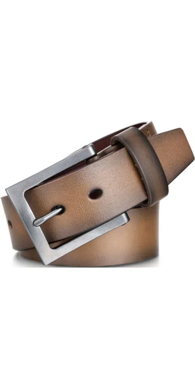 Mio Marino Full-grain Leather Casual Jean Belt In Brown