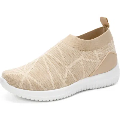 Mio Marino Lightweight Slip-on Knit Sneakers With Breathable Mesh Upper In Neutral