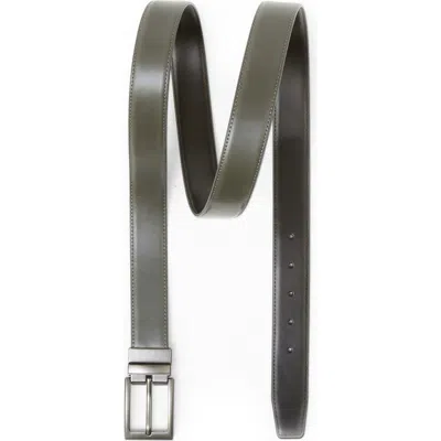 Mio Marino Reversible Leather Belt With Rotating Buckle In Black