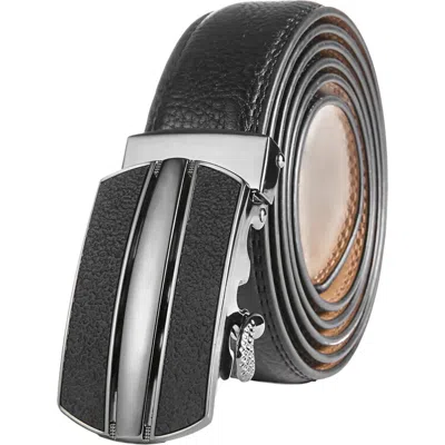 Mio Marino Signature Leather Ratchet Belt In Black