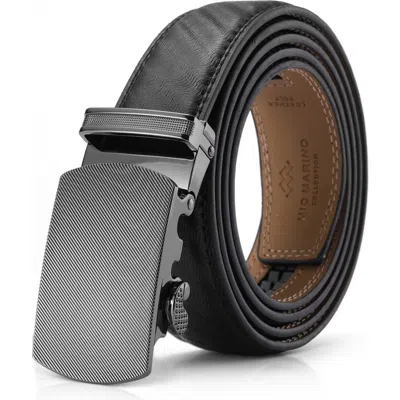 Mio Marino Signature Leather Ratchet Belt In Black