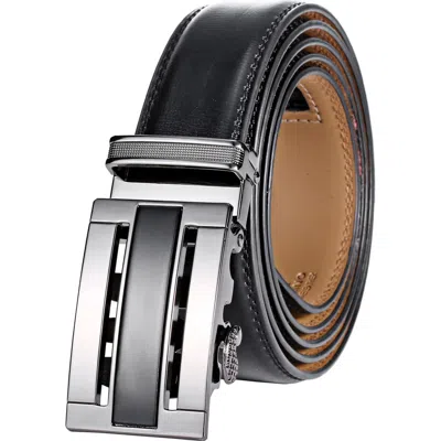 Mio Marino Signature Leather Ratchet Belt In Black