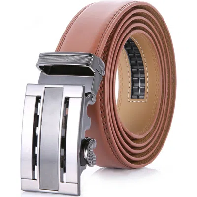 Mio Marino Signature Leather Ratchet Belt In Brown