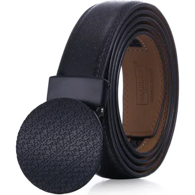 Mio Marino Signature Leather Ratchet Belt In Blue