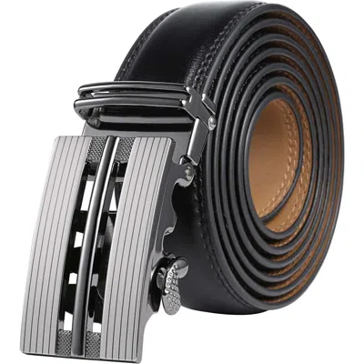 Mio Marino Signature Leather Ratchet Belt In Black