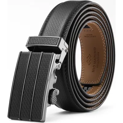 Mio Marino Signature Leather Ratchet Belt In Black