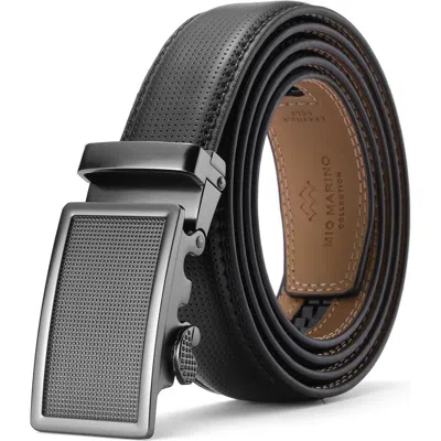 Mio Marino Signature Leather Ratchet Belt In Black