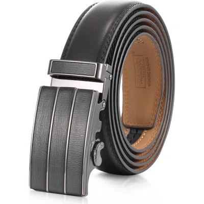 Mio Marino Signature Leather Ratchet Belt In Black
