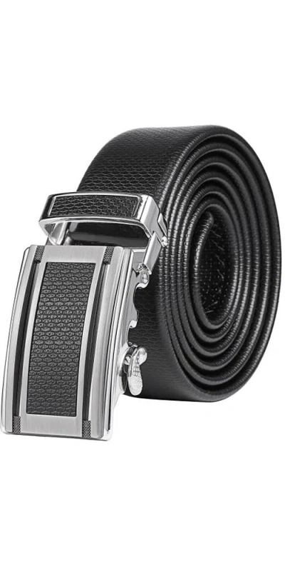 Mio Marino Soft-flex Genuine Leather Ratchet Belt In Black