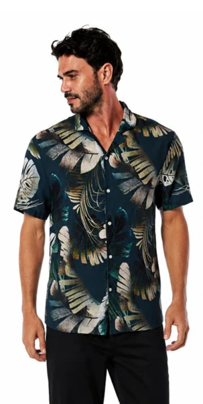 Mio Marino Tropical Print Button-down Hawaiian Camp Shirt In Multi