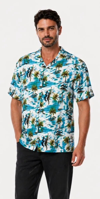 Mio Marino Tropical Print Button-down Hawaiian Camp Shirt In Multi