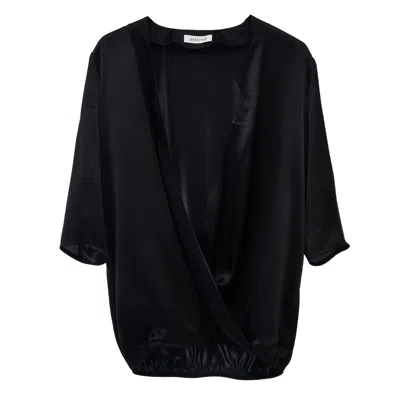 Mionè Women's Black Silk Wrap Blouse