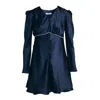 Mionè Women's Blue Mini Silk Dress With Diamond Detail In Blue