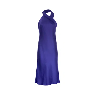 Mionè Women's Blue Twist Halterneck Dress - Dark Purple