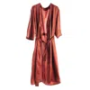 Mionè Women's Brown Silk Robe Kimono Style Cinnamon In Brown