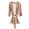 Mionè Women's Gold Short Silk Robe Champagne In Gold