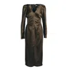 Mionè Women's Green Midi Silk Dress With Diamond Details In Green
