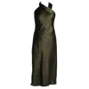 Mionè Women's Halter Neck Silk Dress - Green In Green